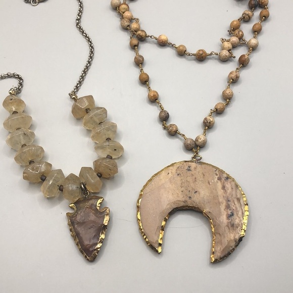 Curated bundle 2 festival boho dress up layered look necklaces statement artisan - Picture 2 of 8